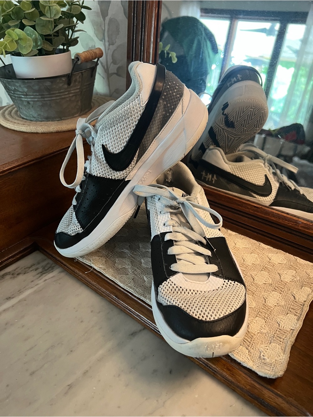 NIKE Classic Ja Morant 1 "Scratch 2.0" Low Top Basketball Shoes Black White Sz 7
